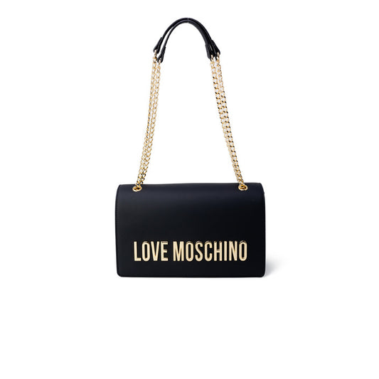 Love Moschino Women's Black Faux Leather Printed Shoulder Bag – Chic & Versatile