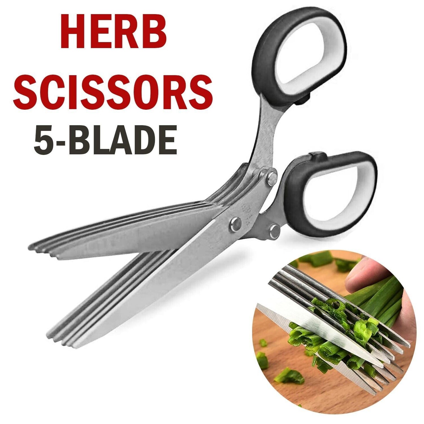 Herb Scissors With Multi Blades Stainless Steel Fast Cutting Shear Kitchen Tool