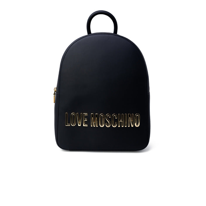 Love Moschino Women's Black Faux Leather Rucksack – Stylish Convenience for Spring/Summer