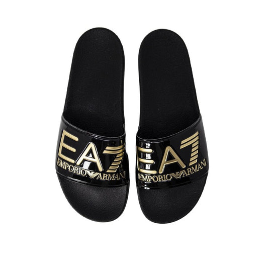 EA7 Emporio Armani Men’s Black Slip-On Slippers – Stylish Comfort for Spring/Summer