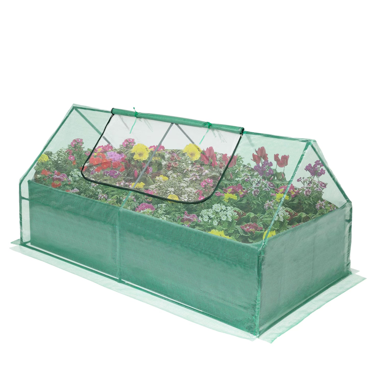 8X4X2 Ft Outdoor Raised Planter With 2 Zipper Screens Cover For Plants, Vegetables And Flowers