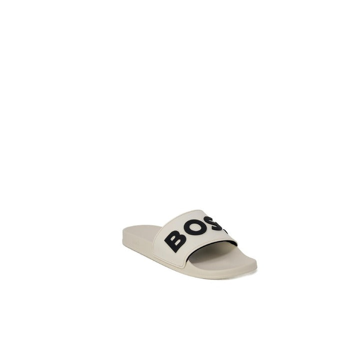 Boss Men's White Printed Slippers – Comfortable & Stylish for Spring/Summer