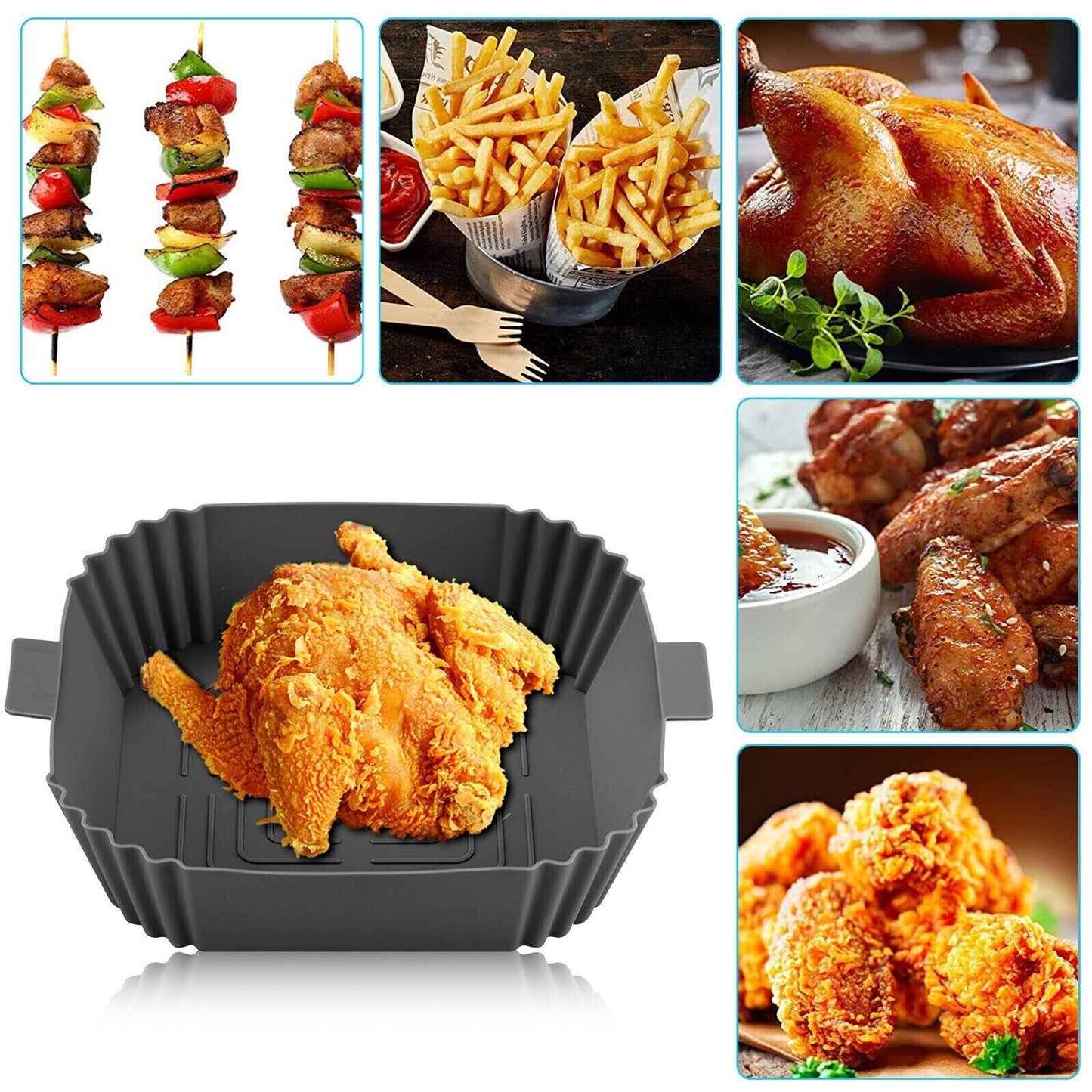 Silicone Air Fryer Tray Basket Liners Non-Stick Safe Oven Baking Tray Pot