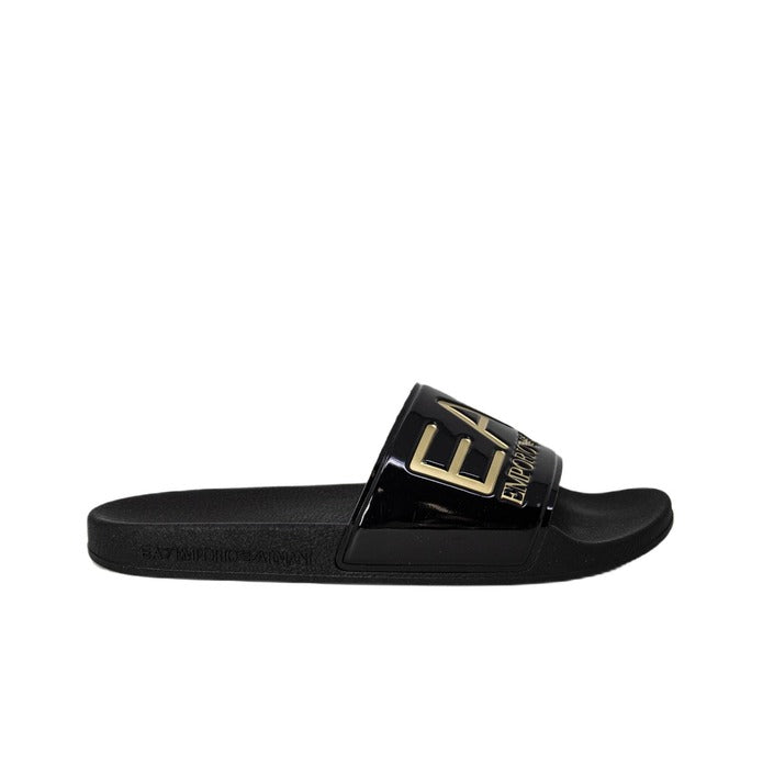 EA7 Emporio Armani Men’s Black Slip-On Slippers – Stylish Comfort for Spring/Summer