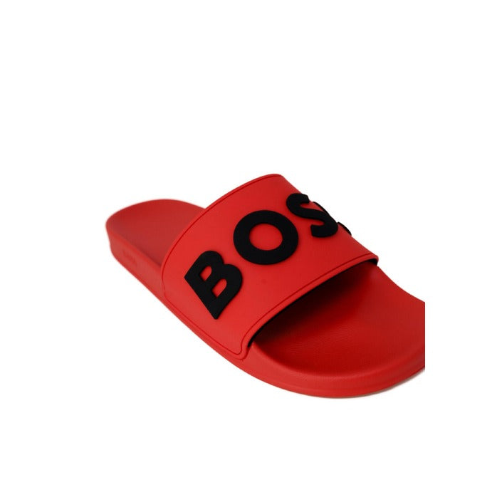 Boss Men's Red Printed Slippers – Comfortable & Stylish for Spring/Summer