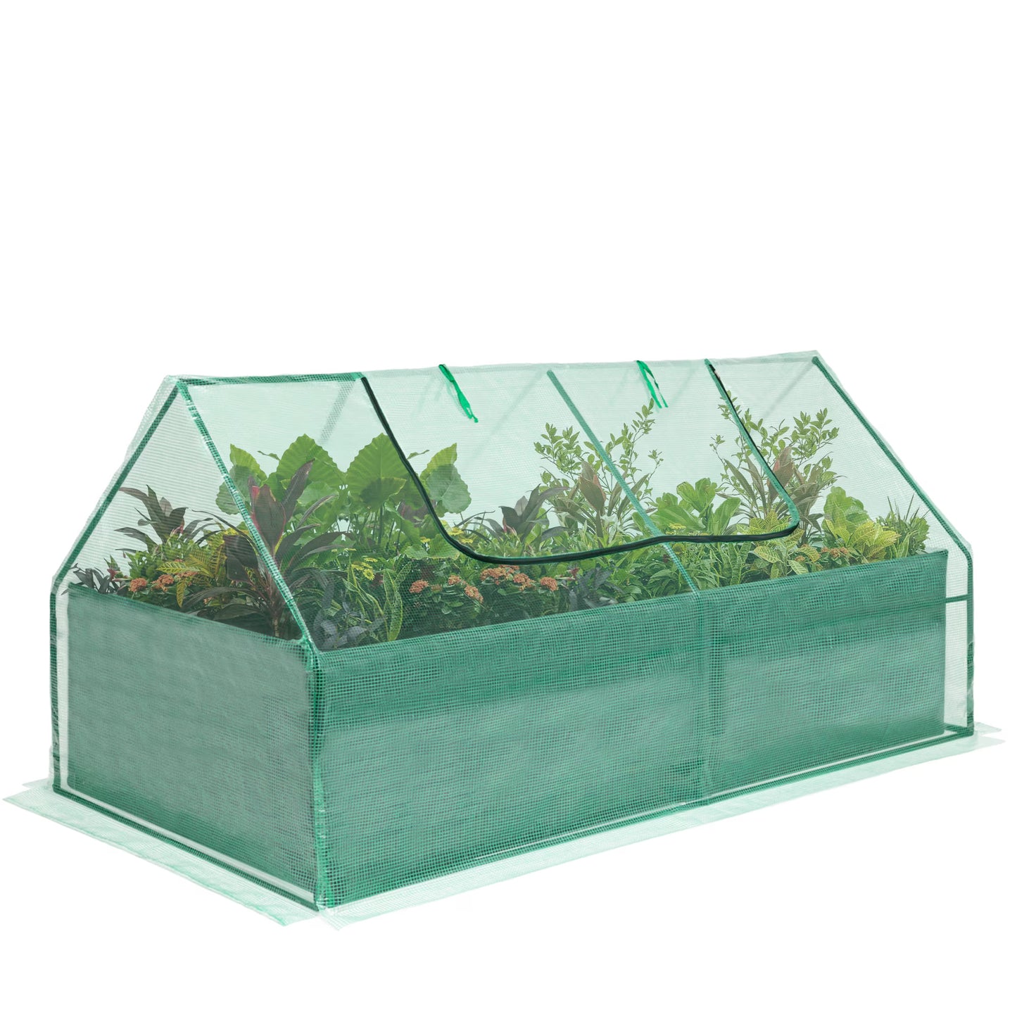 8X4X2 Ft Outdoor Raised Planter With 2 Zipper Screens Cover For Plants, Vegetables And Flowers