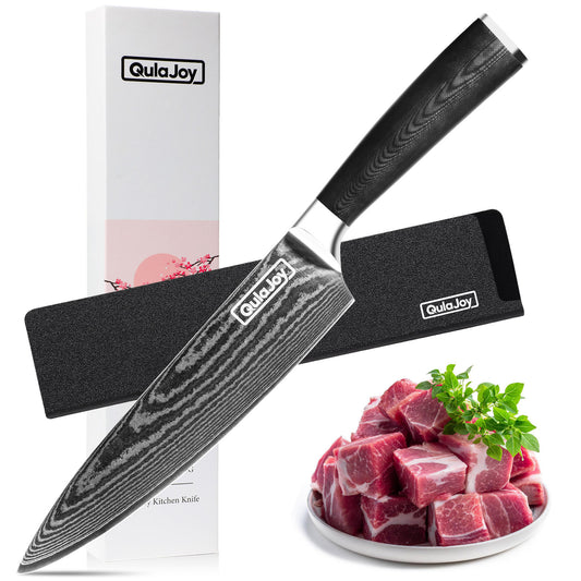 8 Inch Chef Knife, Ultra Sharp Japanese Damascus VG-10 Blade,Professional Kitchen Knife With Ergonomic G10 Handle And Sheath