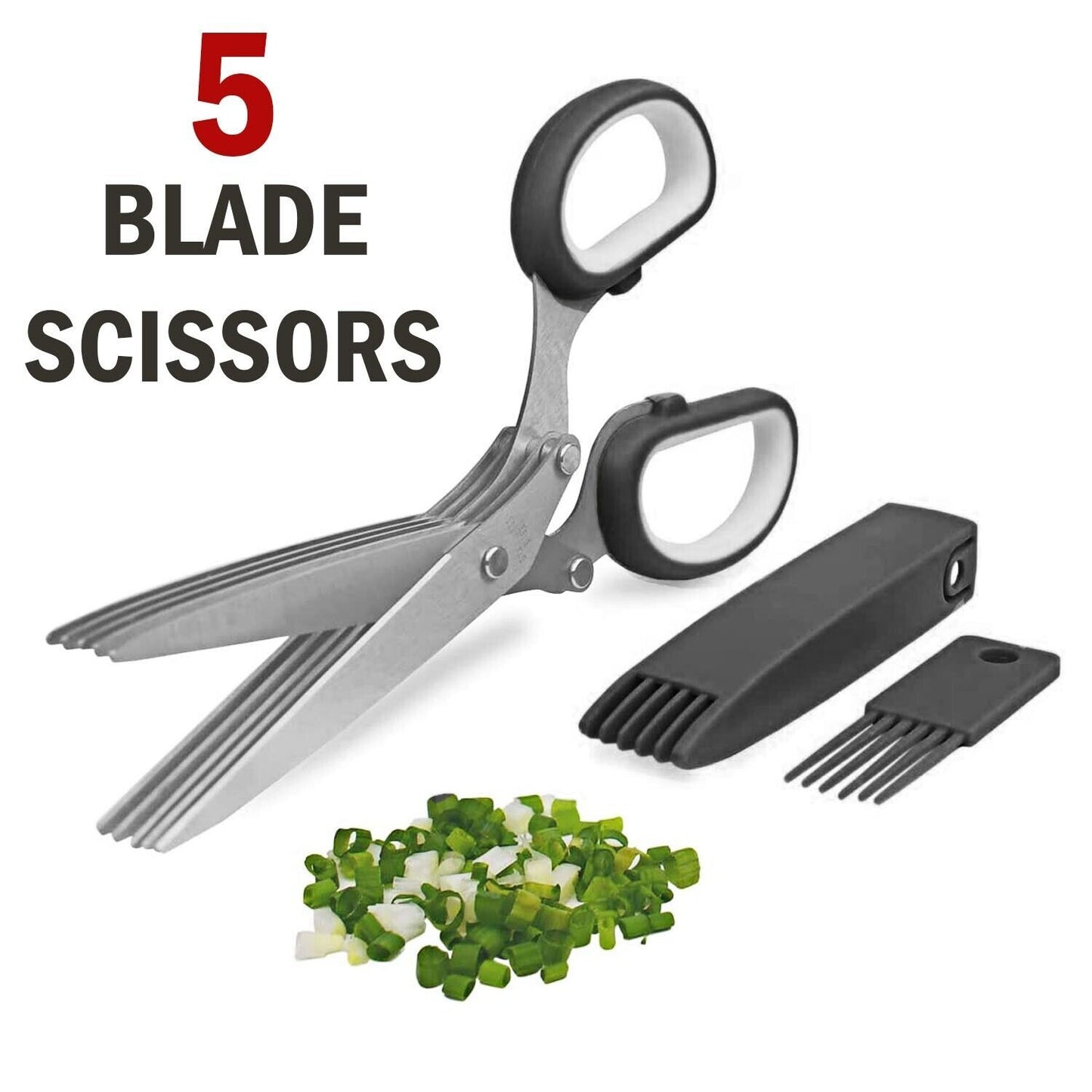 Herb Scissors With Multi Blades Stainless Steel Fast Cutting Shear Kitchen Tool