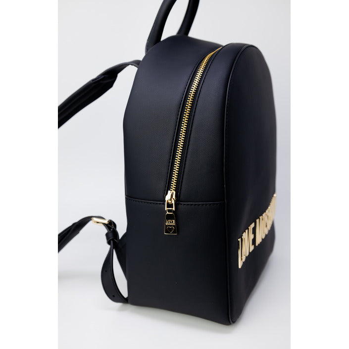 Love Moschino Women's Black Faux Leather Rucksack – Stylish Convenience for Spring/Summer