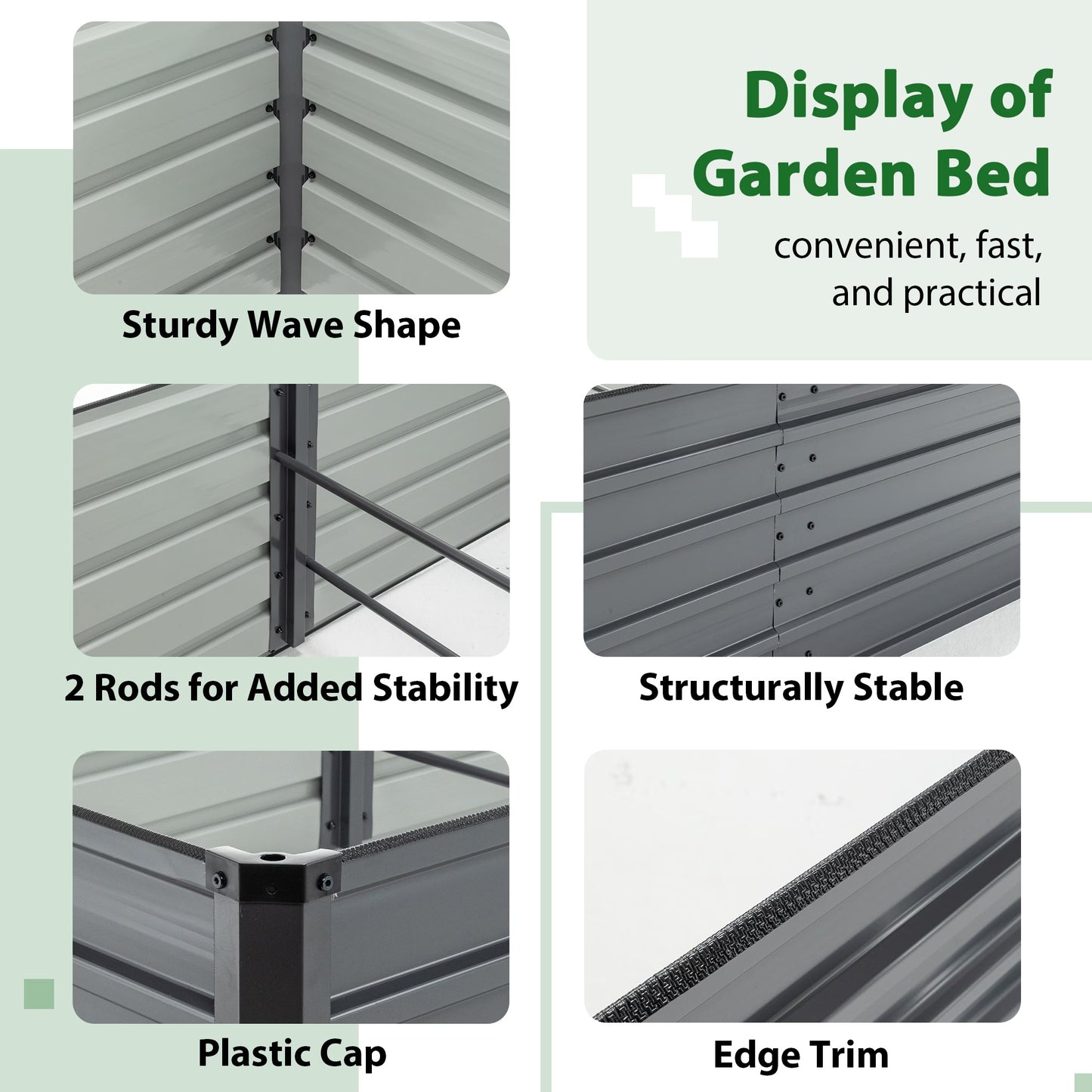 8X4X2 Ft Outdoor Raised Planter With 2 Zipper Screens Cover For Plants, Vegetables And Flowers