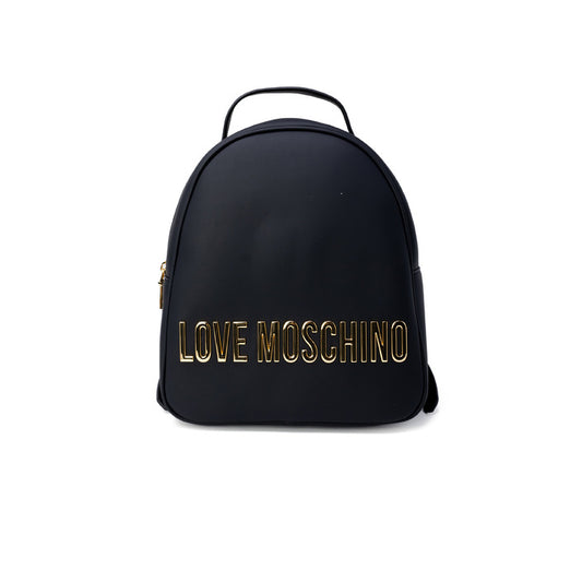 Love Moschino Women's Black Printed Rucksack – A Stylish Companion for Spring/Summer