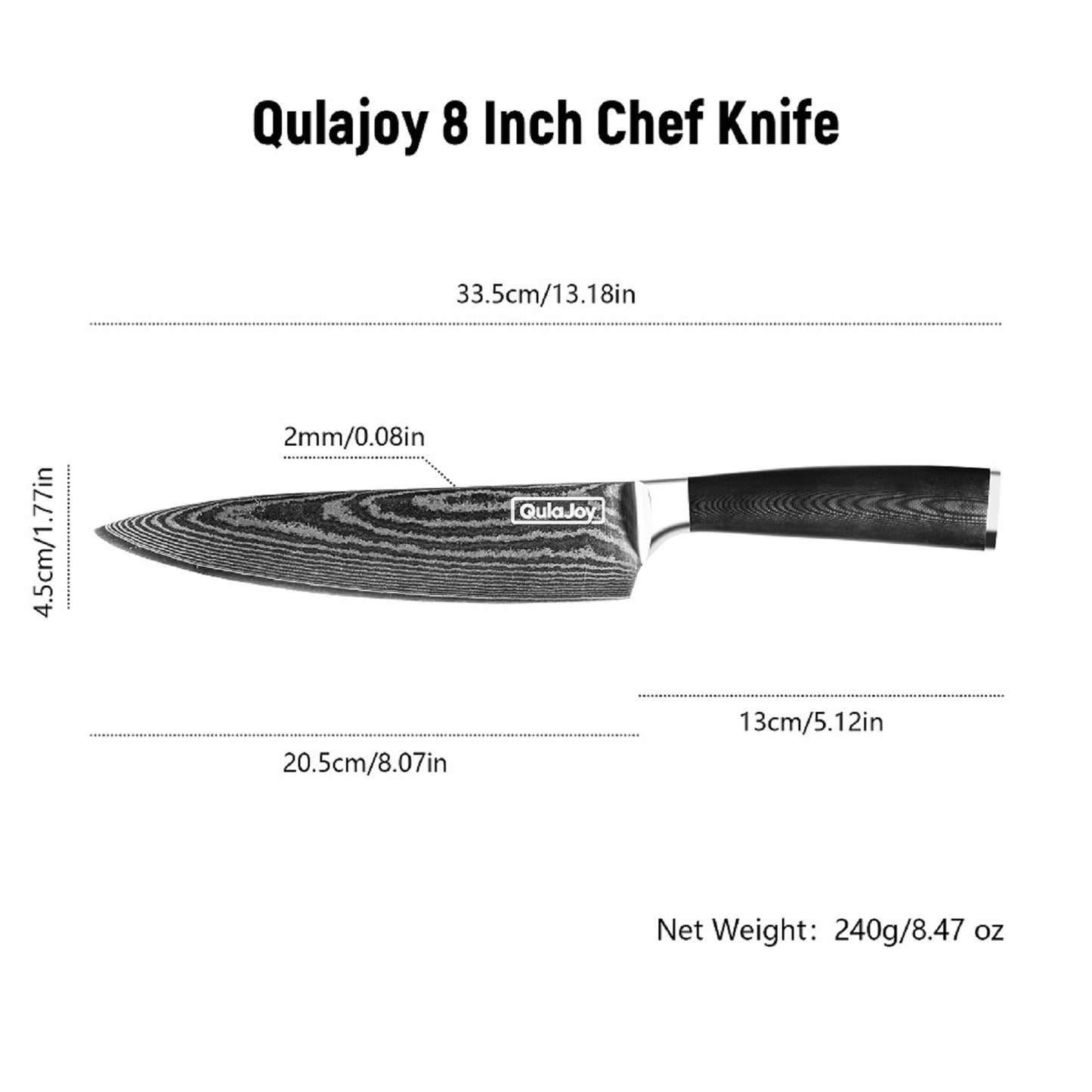 8 Inch Chef Knife, Ultra Sharp Japanese Damascus VG-10 Blade,Professional Kitchen Knife With Ergonomic G10 Handle And Sheath